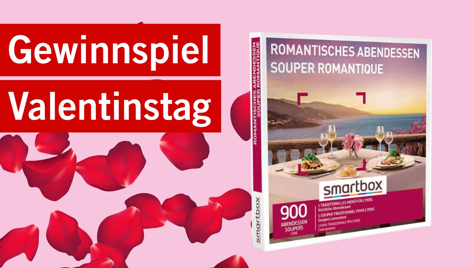 Verlosung: Wir verlosen zwei romantische Abendessen zum Valentinstag - Seedamm-Center